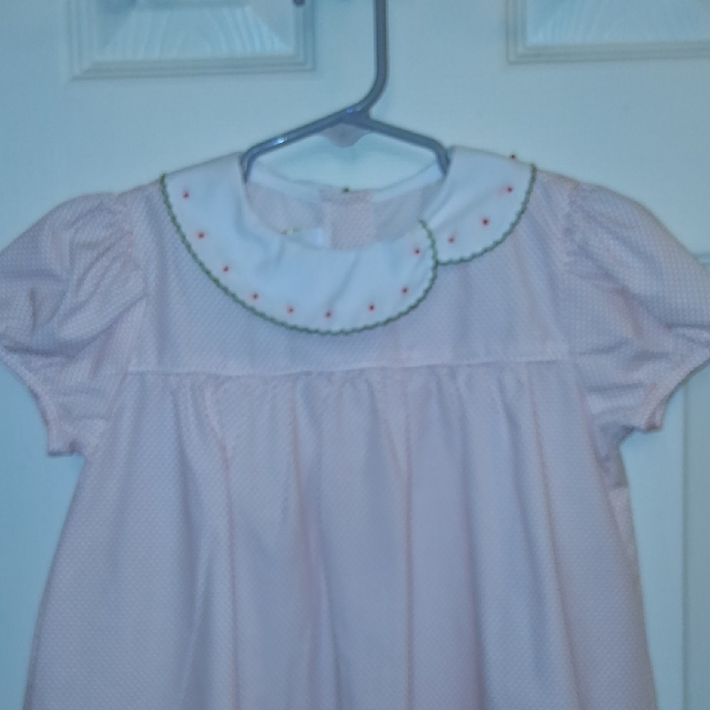 Luliaby Set Pink Polka Dot Dress with Embroidered Collar 4T - Picture 7 of 7